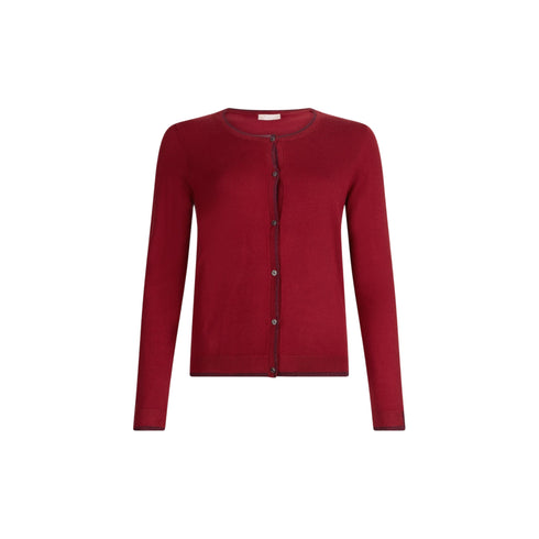 Cardigan Donna in misto viscosa a tinta unita, dettaglio in lurex sui bordi